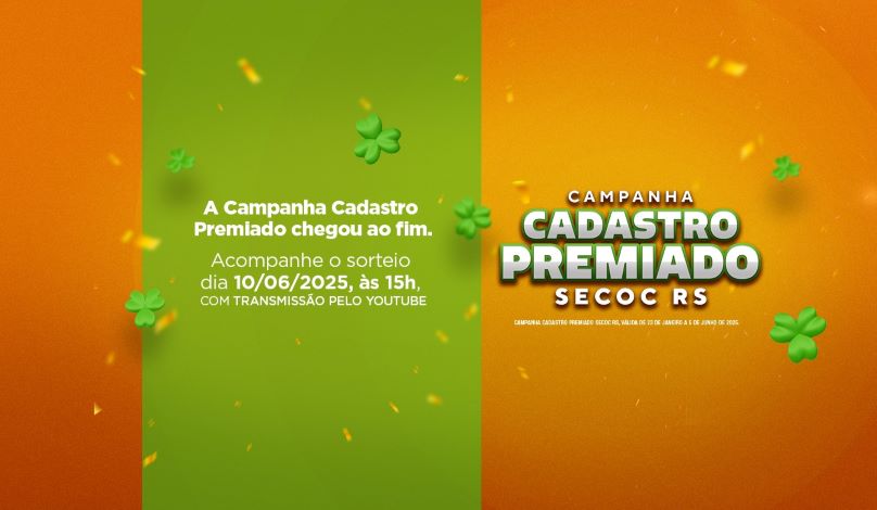 Sorteio da Campanha Cadastro Premiado acontece na próxima terça-feira, dia 10 de junho, às 15 horas